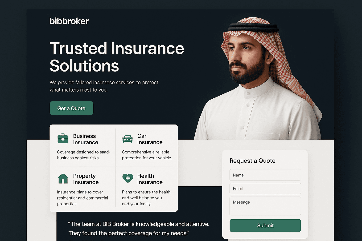 bibbroker.com website mockup